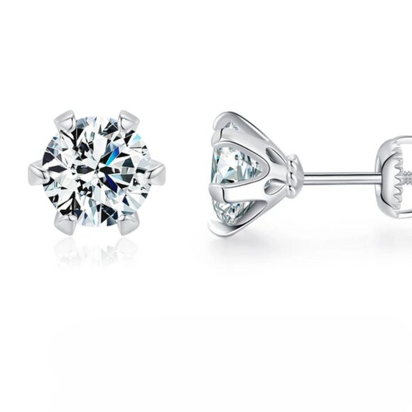 Mens 5MM Solid 925 Sterling Silver 1ct Moissanite Stud Earrings 1 ct New Jewelry